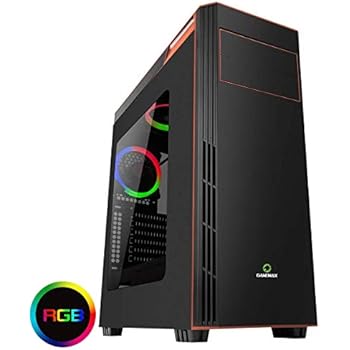 Game Max Gamboge RGB Midi Gaming Case with 2 x 120 mm Dual Ring Fans - Black/Orange