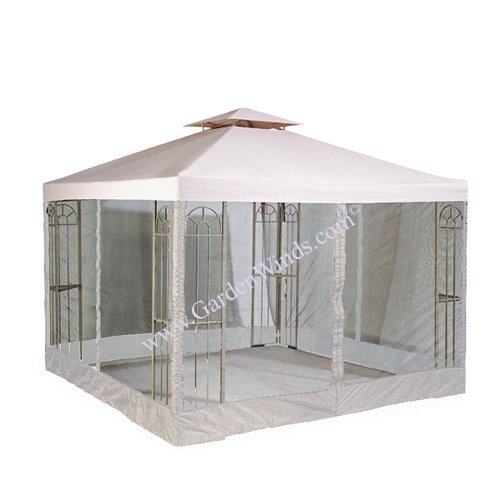 Garden Winds LCM413B-RS Universal 10x10 Two Tiere Gazebo Replacement Canopy and Netting, Beige, REPLACEMENT NET ONLY