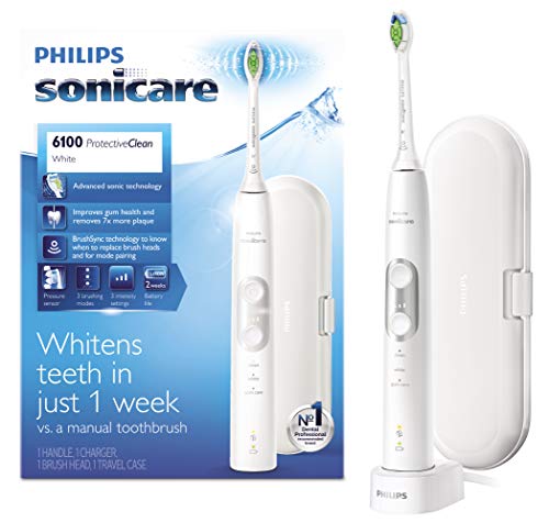 Philips Sonicare ProtectiveClean 6100 Rechargeable Electric Toothbrush, Whitening, White