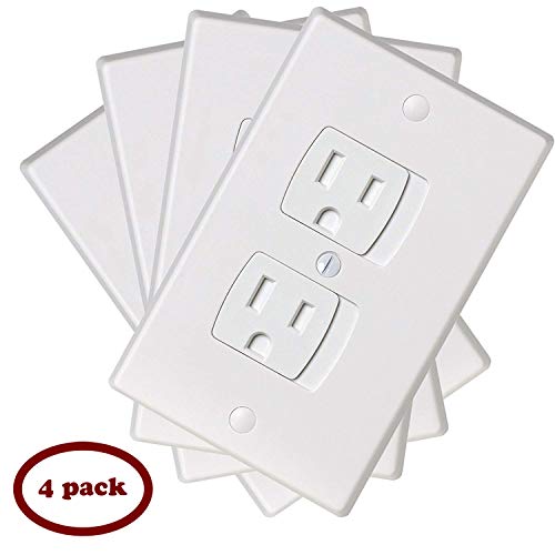 Ziz Home Self-Closing Childproof Outlet Covers | 4 Pack | White | Universal Electric Outlet Cover – Baby Proof Kit…