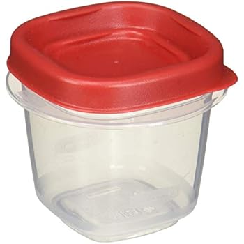 Rubbermaid 712395886298 Easy Find Lids Square 1/2-cup Food Storage Container (Pack of 12 Cups), 12 Counts, Red