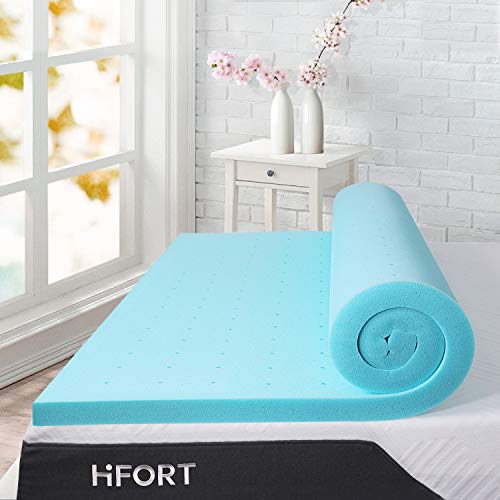 HIFORT 2inch Memory Foam Mattress Pad Twin XL, Cooling Gel-Infused Extra Long Single Bed Topper