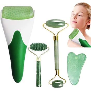 FIGHTART 4 in 1 ice roller jade roller gua sha massage skin tool set face eye body massager facial tools