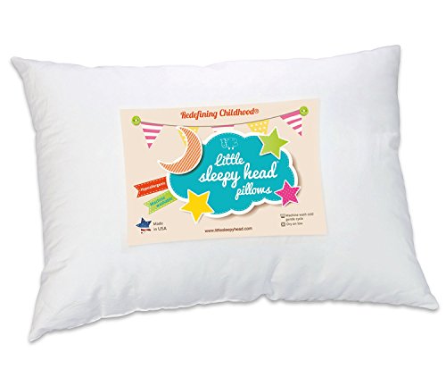 Little Sleepy Head Toddler Pillow 13″ x 18″ Soft Hypoallergenic – Best Pillow for Kids! Better Neck Support and Sleeping! Better Naps in Bed, a Crib, or at School! Makes Travel Comfier! (Pillow Only)