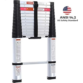 Lionladder 12.5FT ANSI Type I Aluminum telescoping ladders - Extendable Slow-Down Telescopic Ladder