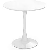 Giantex White Round Dining Table, 32 Inches Modern Tulip Kitchen Table w/ 0.9” Thickened Tabletop & Sturdy Metal Pedestal, Mi