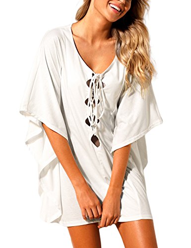 Lookbook Store Women's Bikini Swimsuit Cover Up Lace Up Tie Hollow Out ...