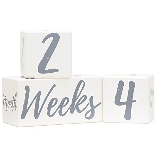 Stoneboat Baby Milestone Blocks | Baby Age Blocks for Monthly Milestone Photo Prop | Premium Solid Wood Months Block…