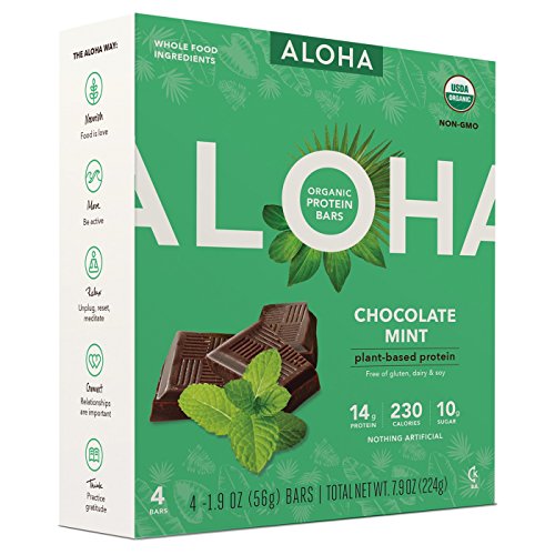 Aloha Organic Protein Bar Chocolate Mint7.6oz( 1.9oz x 4 bars）