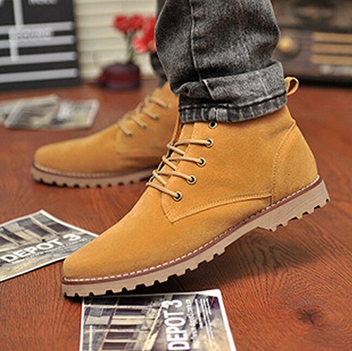 Gleader Nueva moda britanicos para hombre Casual de encaje gamuza Botines Mocasines Zapatillas de deporte Amarillo (Tamano:44) : Amazon.es: Zapatos y ...