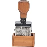 Haosie Roller Date Stamp, Retro Small Date Stamper, Date Stamper Inking Day Month Year, with Wooden Handle & Base, for DIY Cr