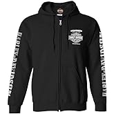 Harley-Davidson Men's Lightning Crest Full-Zippered Hooded Sweatshirt, Black