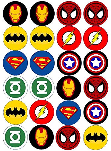 Buy 48 x PRE Cut Super Hero Cupcake Toppers/Decorations Edible Wafer ...