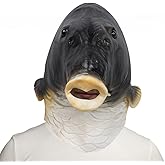 Moanyt Animal Fish Head Mask,Costume Face Cover Novelty Latex Animal Head Face Cover Halloween Party Cosplay Prop