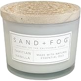 Sand + Fog Scented Candle - Tahitian Vanilla – Additional Scents and Sizes – 100% Cotton Lead-Free Wick - Luxury Air Fresheni