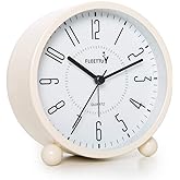 FLOITTUY Super Silent 5 Colors Alarm Clock,Beep Wake Round Alarm Clock with Night Light,Battery Operated,Easy Set,Simple & Re