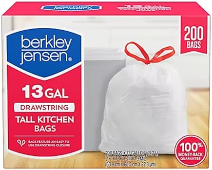 سعر Berkley Jensen 13-Gal. Drawstring Tall Kitchen Bags, 200 ct. فى ...