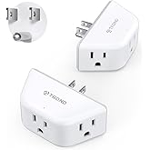 TROND Multi Plug Outlet Extender 2 Pack - Electrical Wall Splitter, 3 Way Angled Wall Outlet Adapter, Cruise Essentials, Smal