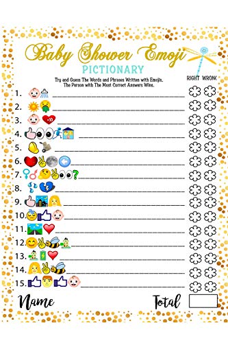 Baby Shower Games - 40 Cards Emoji Pictionary, Fun Guessing Game Girls Boys Babies Gender Neutral Ideas Shower Party, Prizes for Game Winners, Favorite Adults Games for Baby Shower Favors Activities