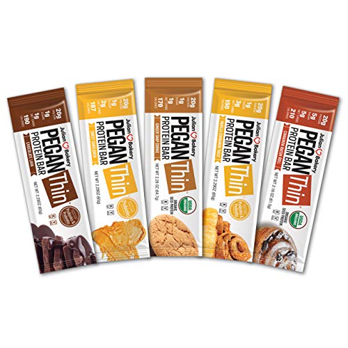 Pegan Thin® Protein Bar (Variety Box) 12 Bars (20g Organic Plant Protein) (2 Net Carbs 1g Sugar) VeganⓋ