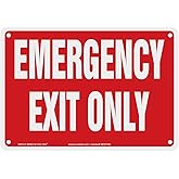 Accuform "Emergency EXIT ONLY" Plastic Safety Sign, 7" x 10", White on Red, MEXT586VP