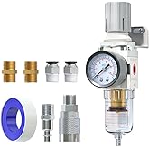 AIRZOE 1/4"NPT Air Filter Regulator Combo Piggyback,5 Micron Brass Element, Semi-Auto Drain,Air Pressure Regulator AW2000-02,