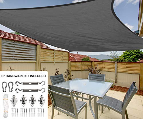 12’x16′ Rectangle Sun Shade Sail Canopy in Stone Grey – Durable Outdoor Patio  ...