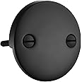 2 Hole Bathtub Overflow Plate, 3-3/16 Inches Diameter, Matte Black