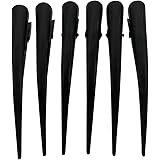 CONOFA 6 Pack Duckbill Hair Clips with Teeth, Metal Silvery Alligator Curl Clips Crocodile Accessories Hairpins Chic Styling Claw (Black)