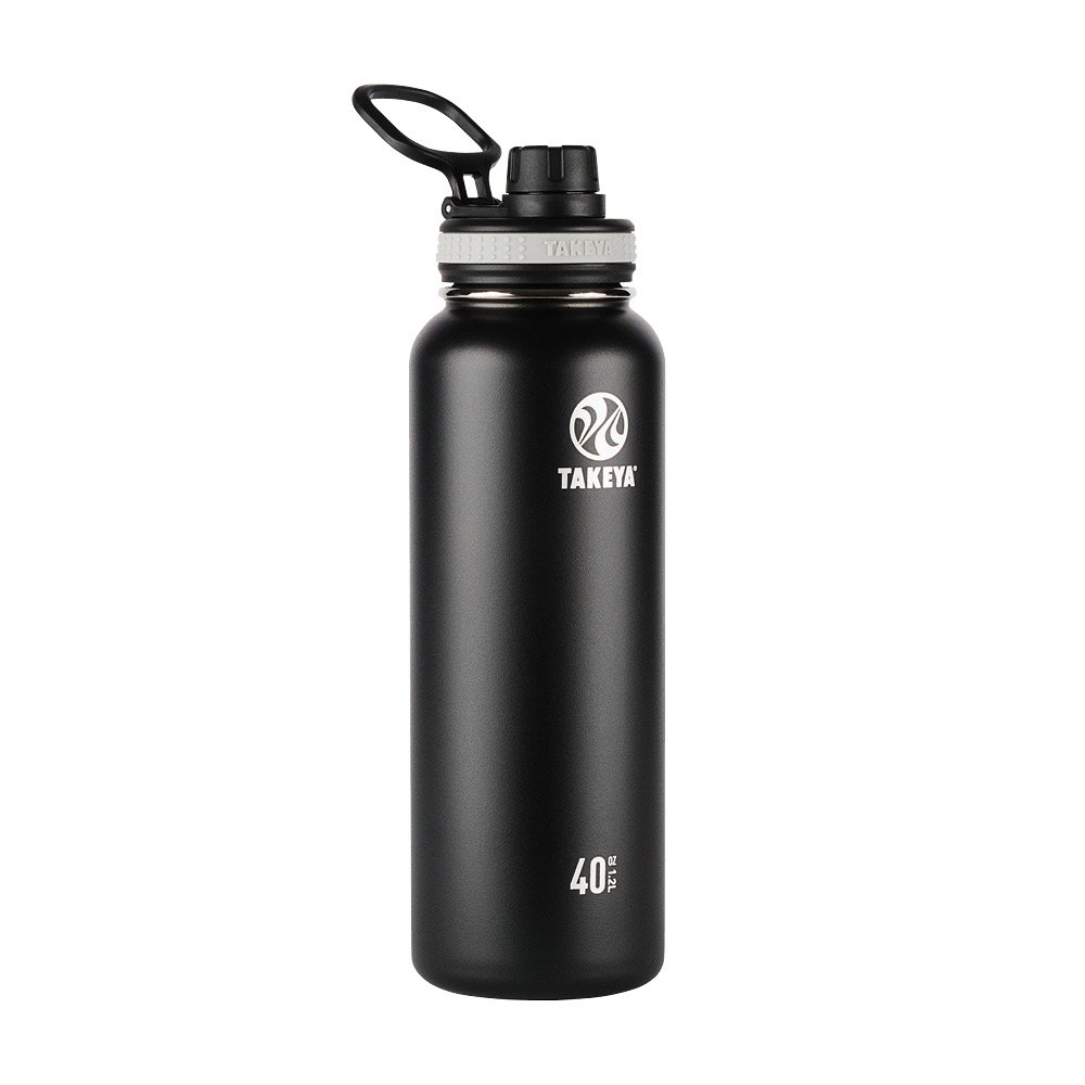 Takeya Originals Vacuum-Insulated Stainless-Steel Water Bottle, 40oz, Black