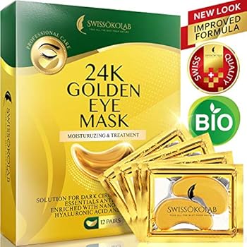 Under Eye Mask Gold Eye Mask Anti-Aging Hyaluronic Acid 24k Gold Eye Patches Under Eye Pads for Moisturizing & Reducing Dark Circles Puffiness Wrinkles