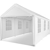 Abba Patio Carport 10×20, Large Portable Garage, All-Season Carport with Roll-up Ventilated Windows and Removable Sidewalls, 