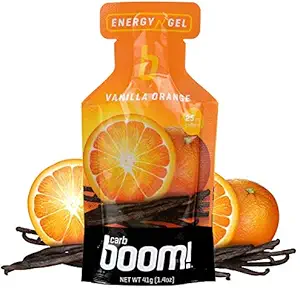 Boom Nutrition - Carb Boom Energy Gel - Fruit-Flavored Energy Gels - Workout Gel - Energy Gel for Cycling - Running Gel - Natural Energy Gel - Vanilla Orange (24 Pack)