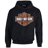 Harley-Davidson Men's Bar & Shield Pullover Fleece Hooded Sweatshirt, Black