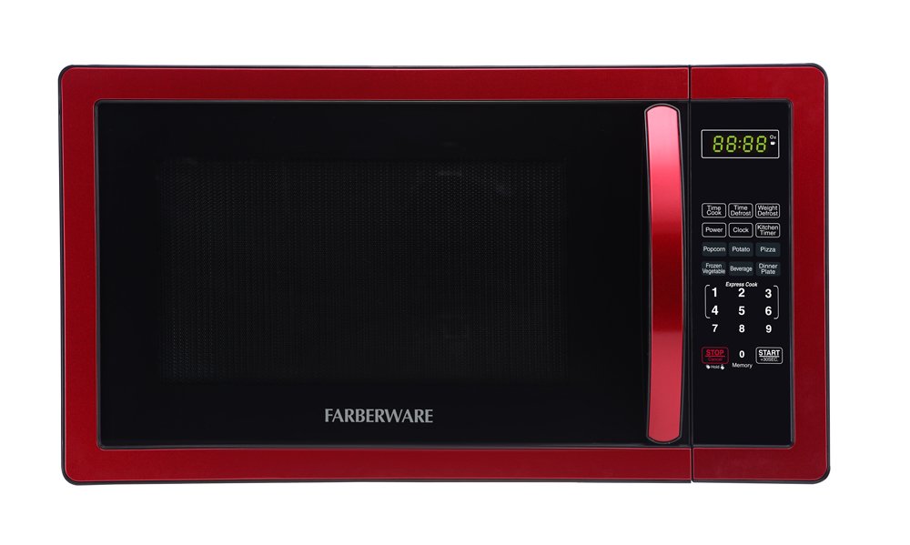 Farberware Classic FMO11AHTBKN 1.1 Cubic Foot 1000-Watt Microwave Oven, Metallic Red