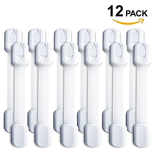 Baby Proofing Child Safety Locks (12 Pack) by Skyla Homes – The Safest, Quickest and Easiest 3M Adhesive Cabinet Latches…