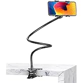 Cell Phone Holder，Gooseneck Phone Holder for Bed - Long Phone Holder Fixed to a Desk and Chair with a Phone Holder Clip，Unive