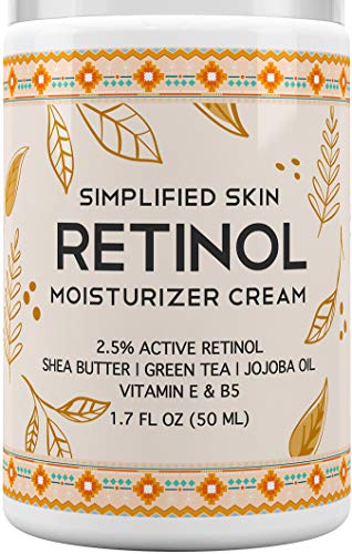 Retinol Moisturizer Cream 2.5% for Face & Eye Area with Vitamin E & Hyaluronic Acid for Anti Aging, Wrinkles & Acne - Best Night & Day Cream by Simplified Skin 1.7 oz