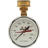 Watts 2-1/2" Hose Connection Water Pressure Test Gauge, 3/4" (20 mm) HT Hose Connection, Copper Alloy, Black Enamel Steel Cas