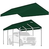 Vanteriam 12'x20' Upgraded Carport Replacement Top Canopy Cover for Car Garage Shelter Tent Party Tent with Ball Bungees Gree