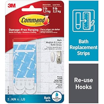 Command Assorted Water-Resistant Refill Strips, 2-Medium, 4-Large (Pack of 6)