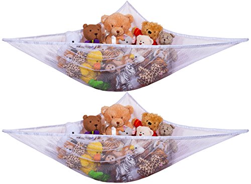 Jumbo Toy Hammock, White – Organize Stuffed Animals and Children’s Toys with this Mesh Hammock. Great Decor while Neatly…