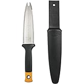 Fiskars Hori Hori Garden Knife with Sheath, Multi-Purpose Heavy Duty Gardening Hand Tool for Weeding, Planting, Digging with 