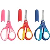 LIVINGO 5" Small School Student Blunt Kids Craft Scissors, Sharp Stainless Steel Blades Safety Comfort Grip for Children Cutt