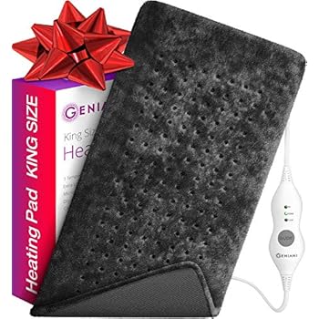 GENIANI TM Premium XL Electric Heating Pad for Moist and Dry Heat Therapy - Fast Neck/Shoulder/Back Pain Relief - King Size [12