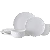 Mikasa Abigail Chip Resistant 12 Piece Dinnerware Set, Service for 4, White