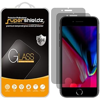 (2 Pack) Supershieldz for Apple iPhone 8 and iPhone 7 (Privacy) Anti Spy Tempered Glass Screen Protector, 0.33mm, Anti Scratch, Bubble Free