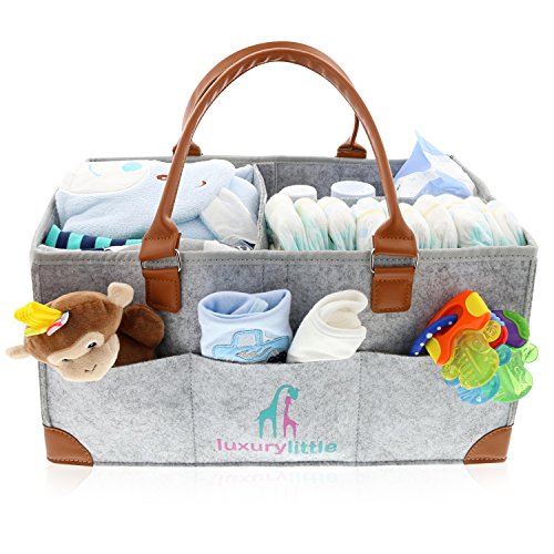 luxury little Extra Large Baby Diaper Caddy Organizer, Portable Car Caddy, Changing Table Organizer for Diapers, Wipes…