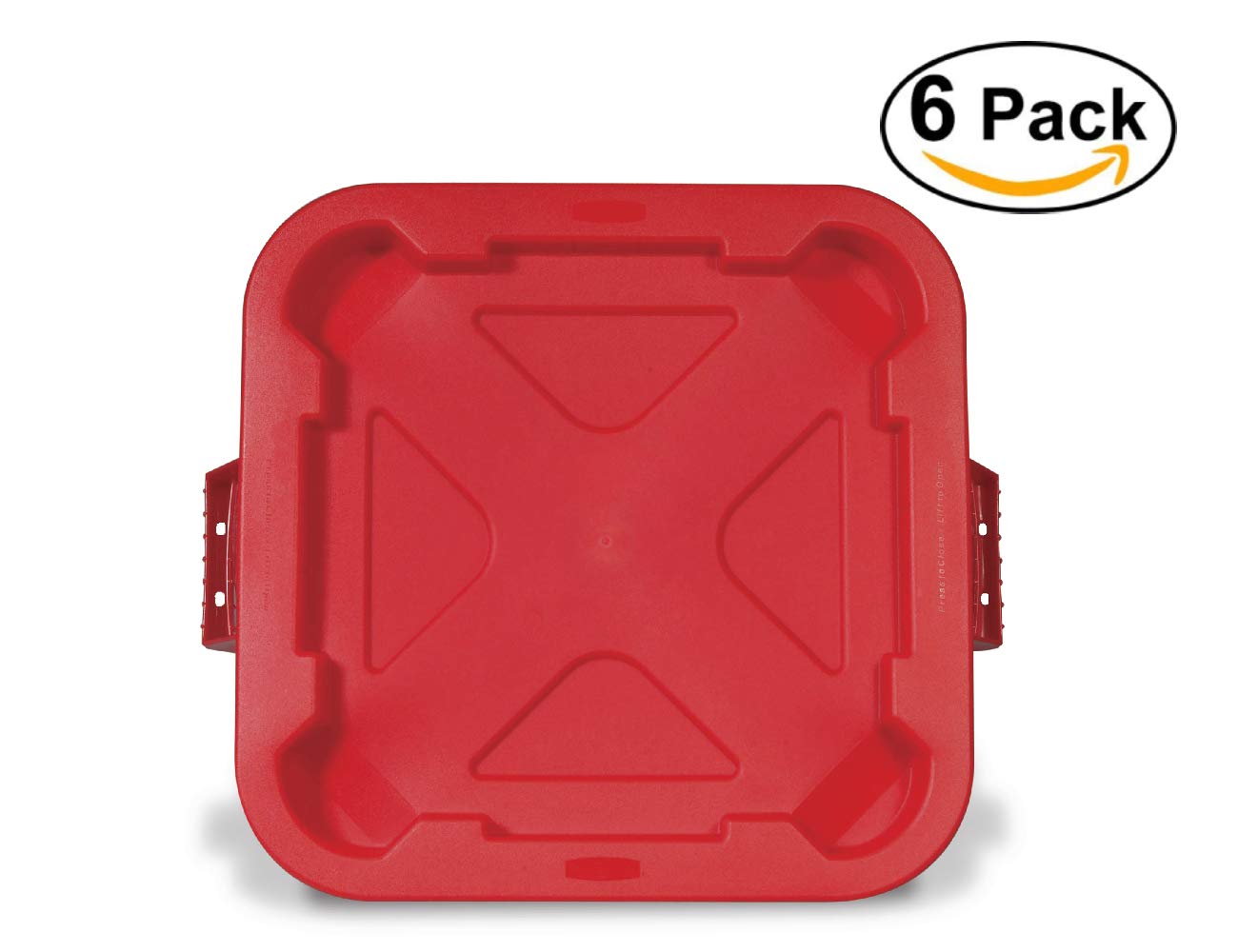 Rubbermaid Commercial Products FG352900RED Square Brute Tote Storage Lid, Red (Pack of 6)