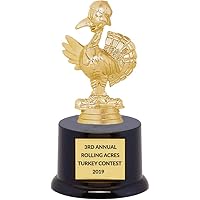 DINN BROS Custom Thanksgiving Trophy, Comic Turkey Trophy Figure, Gold, 6 1/8 Inch Tall